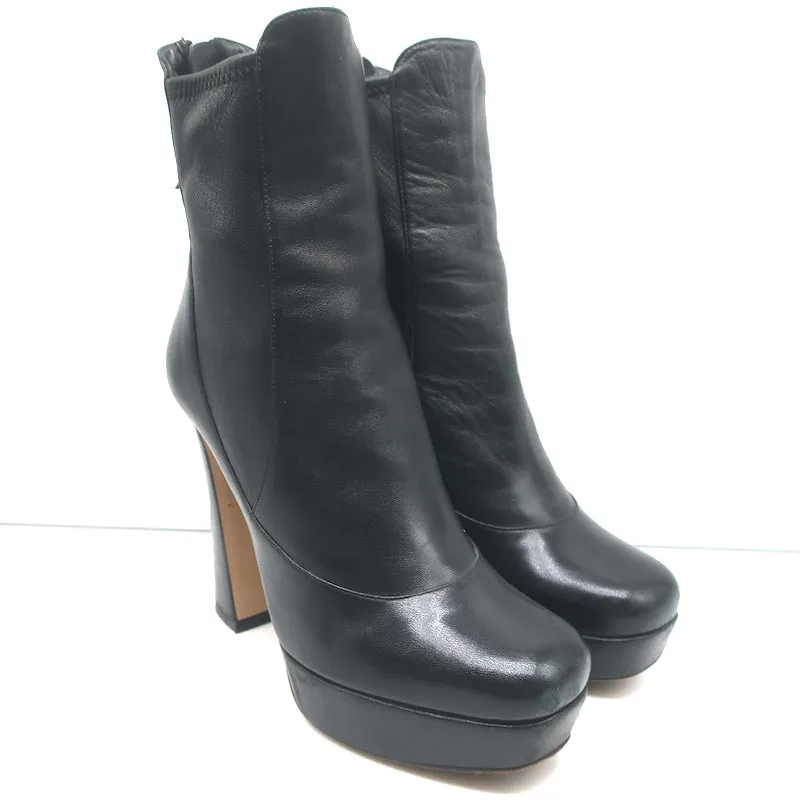 Miu Miu Plateau-Stiefeletten Schwarz Leder Größe 36.5