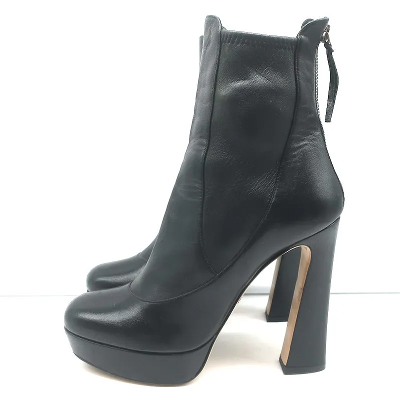 Miu Miu Plateau-Stiefeletten Schwarz Leder Größe 36.5