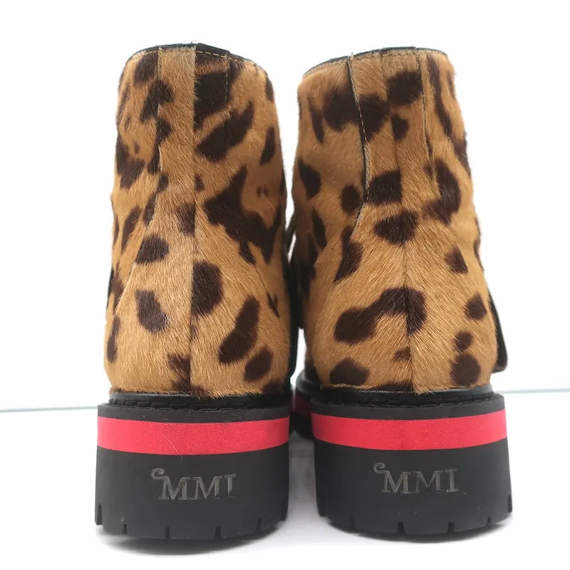 Mr & Mrs Italy Leopardenprint Ponyhaar Combat Boots Größe 37 Schnürbare Knöchelstiefel