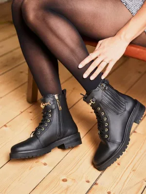 Newcastle Vegane Leder-Schnürstiefel | Schwarz