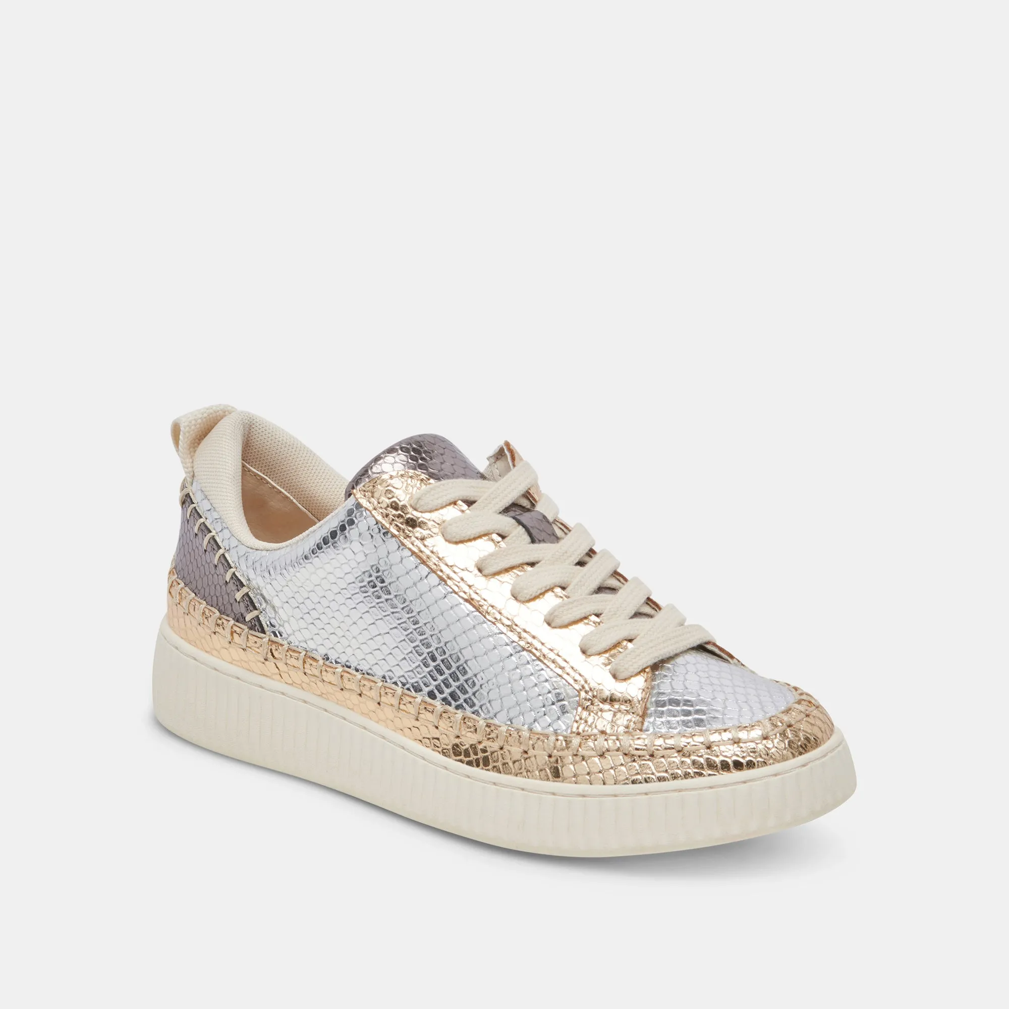 NICONA SNEAKER SILBER GOLD GEPRÄGTES LEDER