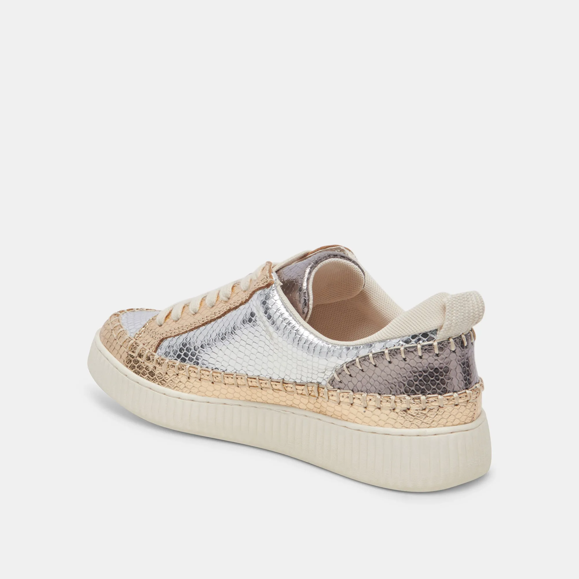 NICONA SNEAKER SILBER GOLD GEPRÄGTES LEDER