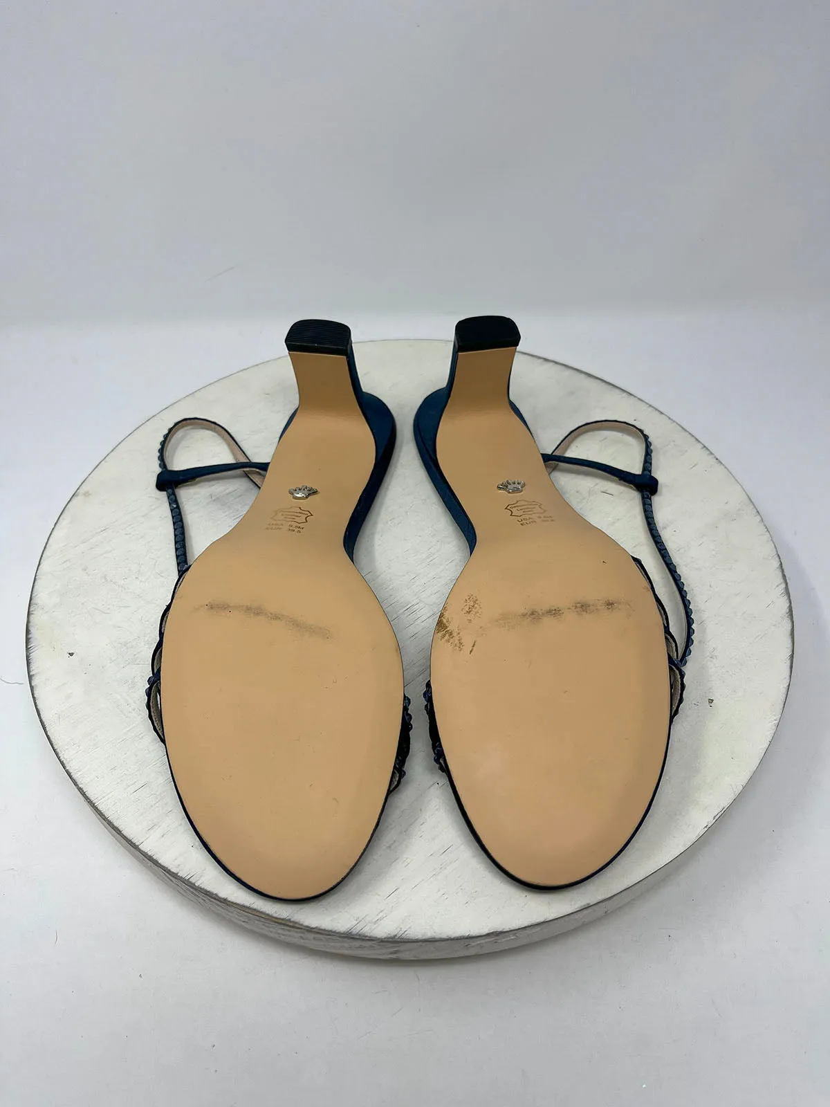 Nina Größe 9,5 Marineblaue Pailletten Kristallbesetzte High Heels NWOB