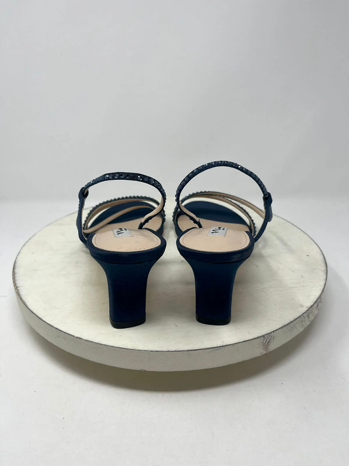 Nina Größe 9,5 Marineblaue Pailletten Kristallbesetzte High Heels NWOB
