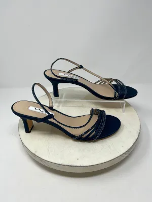 Nina Größe 9,5 Marineblaue Pailletten Kristallbesetzte High Heels NWOB