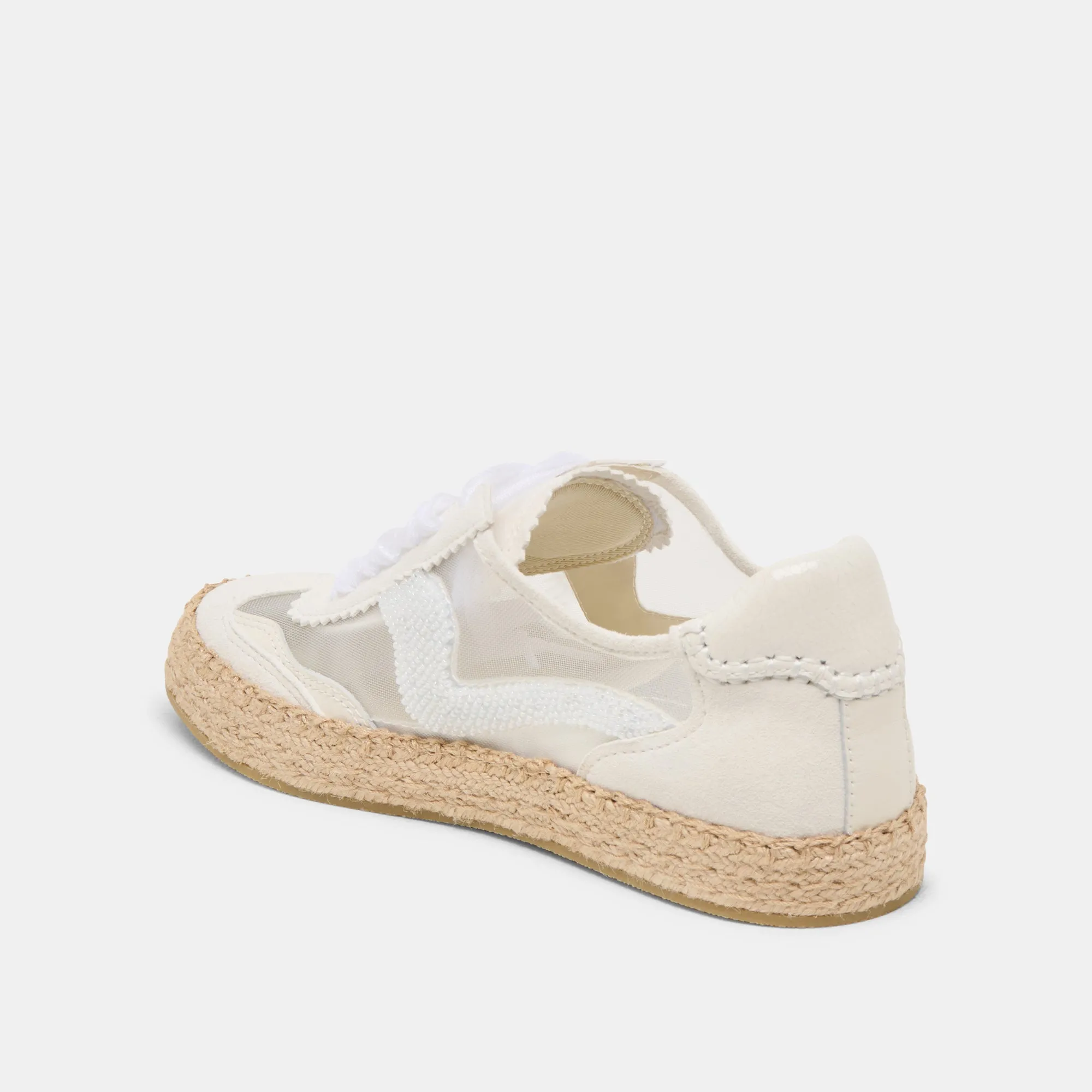 HINWEIS ESPADRILLE PERLEN SNEAKER WEIßES MESH