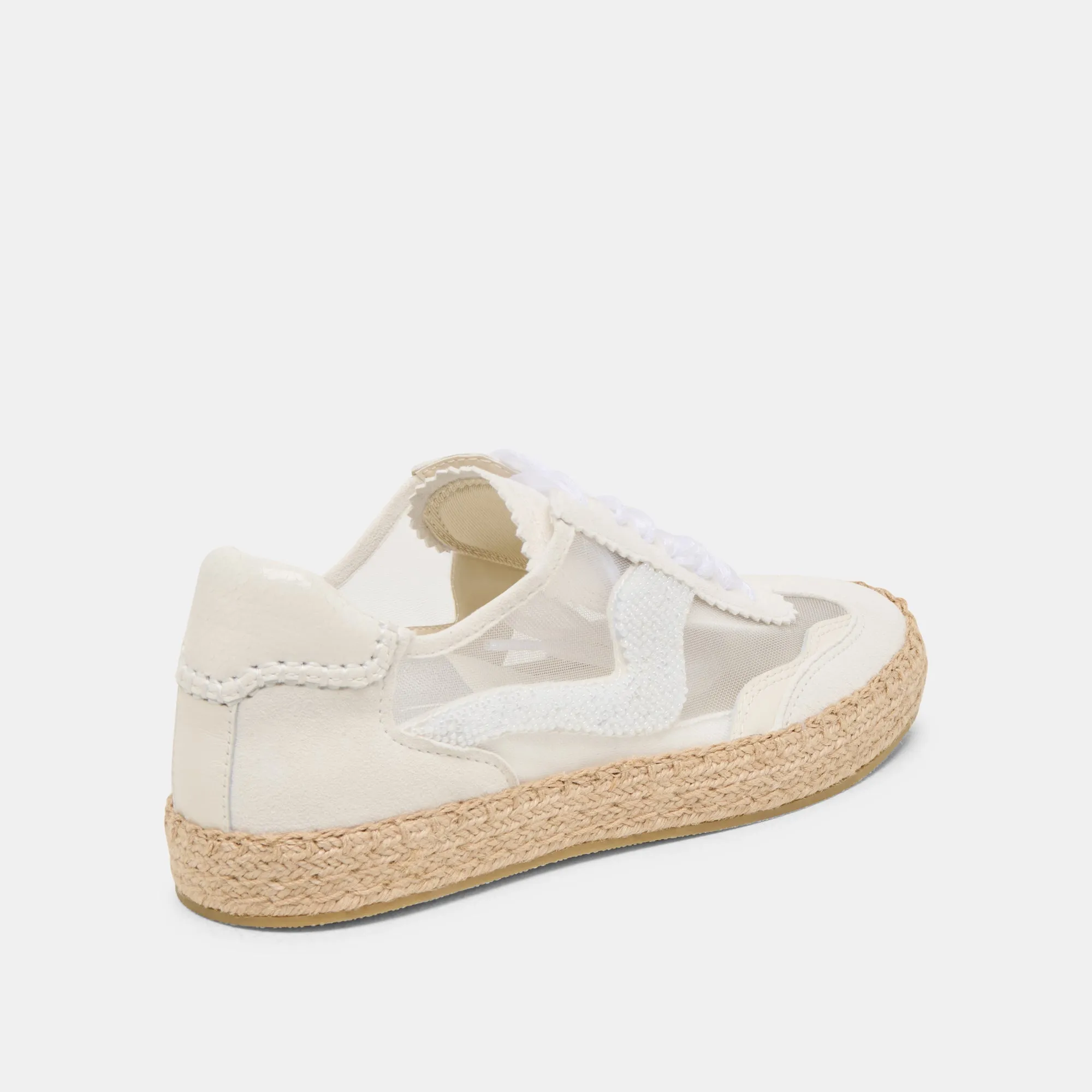 HINWEIS ESPADRILLE PERLEN SNEAKER WEIßES MESH