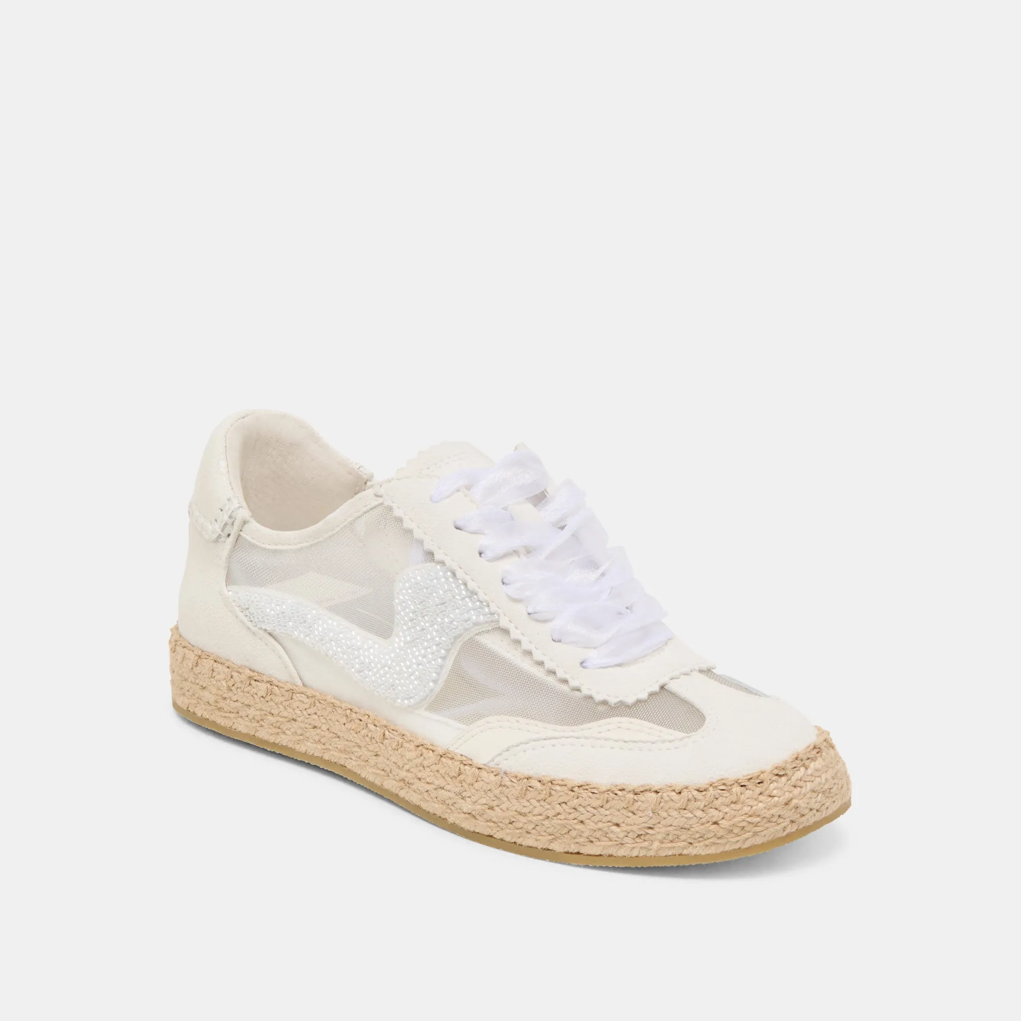 HINWEIS ESPADRILLE PERLEN SNEAKER WEIßES MESH