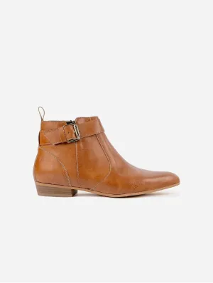 Olympe Damen-Vegane-Leder-Schnallenstiefel | Kamel