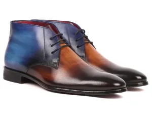 Paul Parkman Schuhe Paul Parkman Herren Chukka Stiefel aus Kalbsleder in Braun & Blau