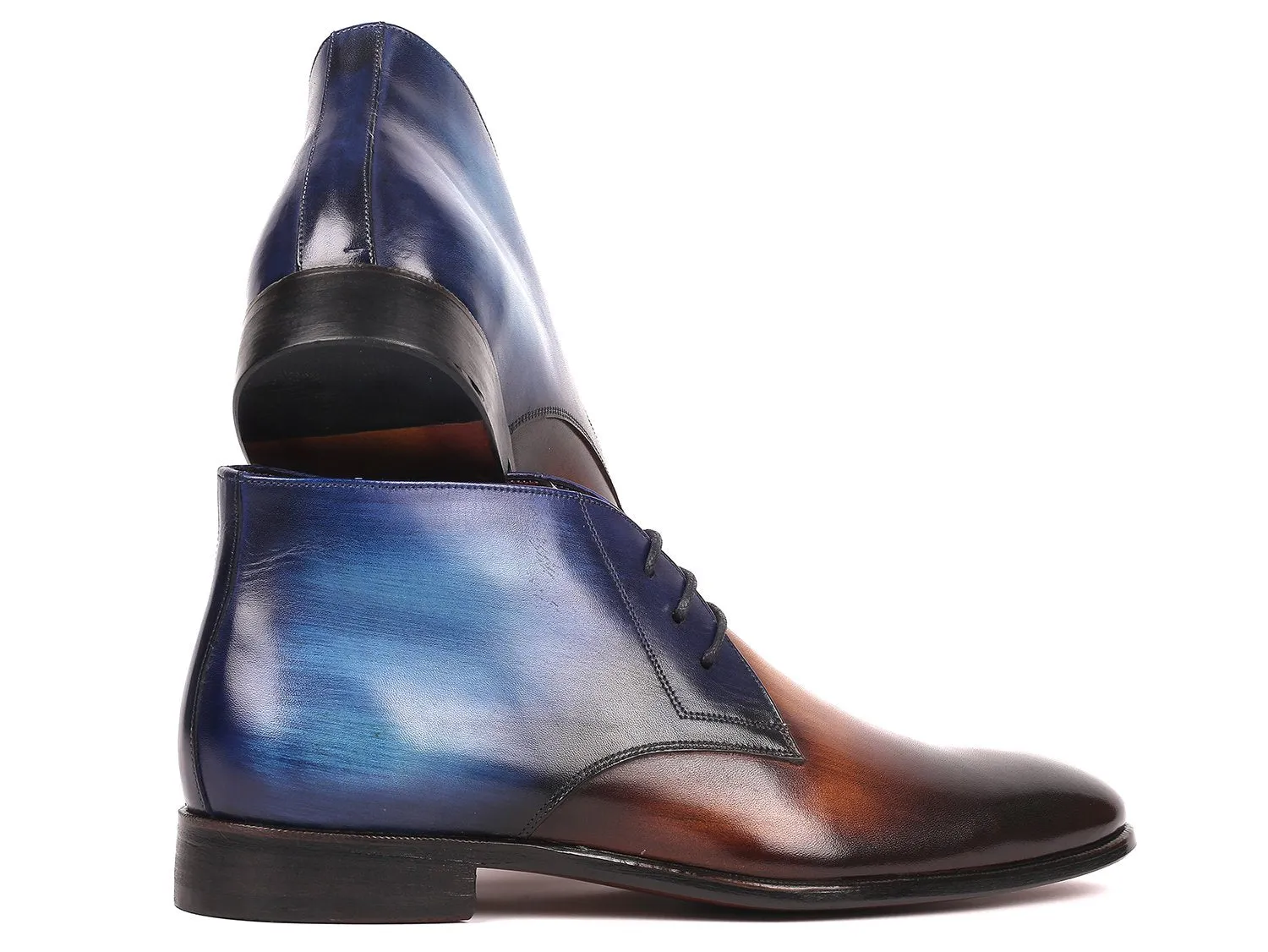 Paul Parkman Schuhe Paul Parkman Herren Chukka Stiefel aus Kalbsleder in Braun & Blau