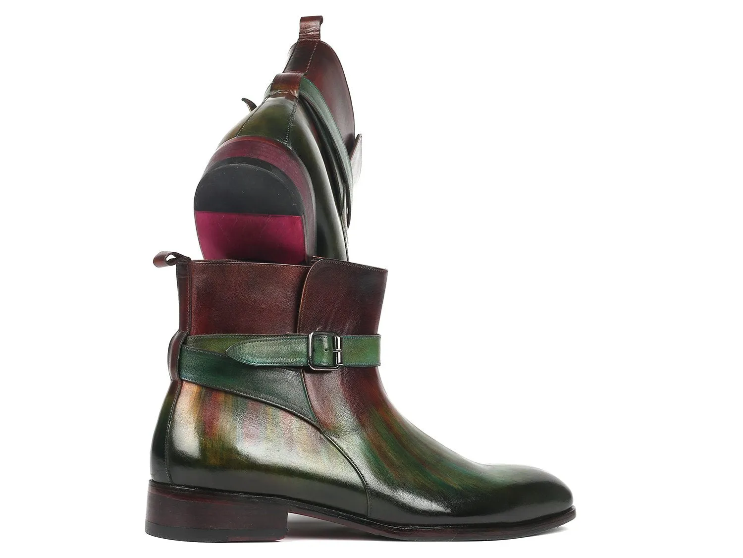 Paul Parkman Schuhe Paul Parkman Herren-Jodhpur-Stiefel in Grün & Bordeaux