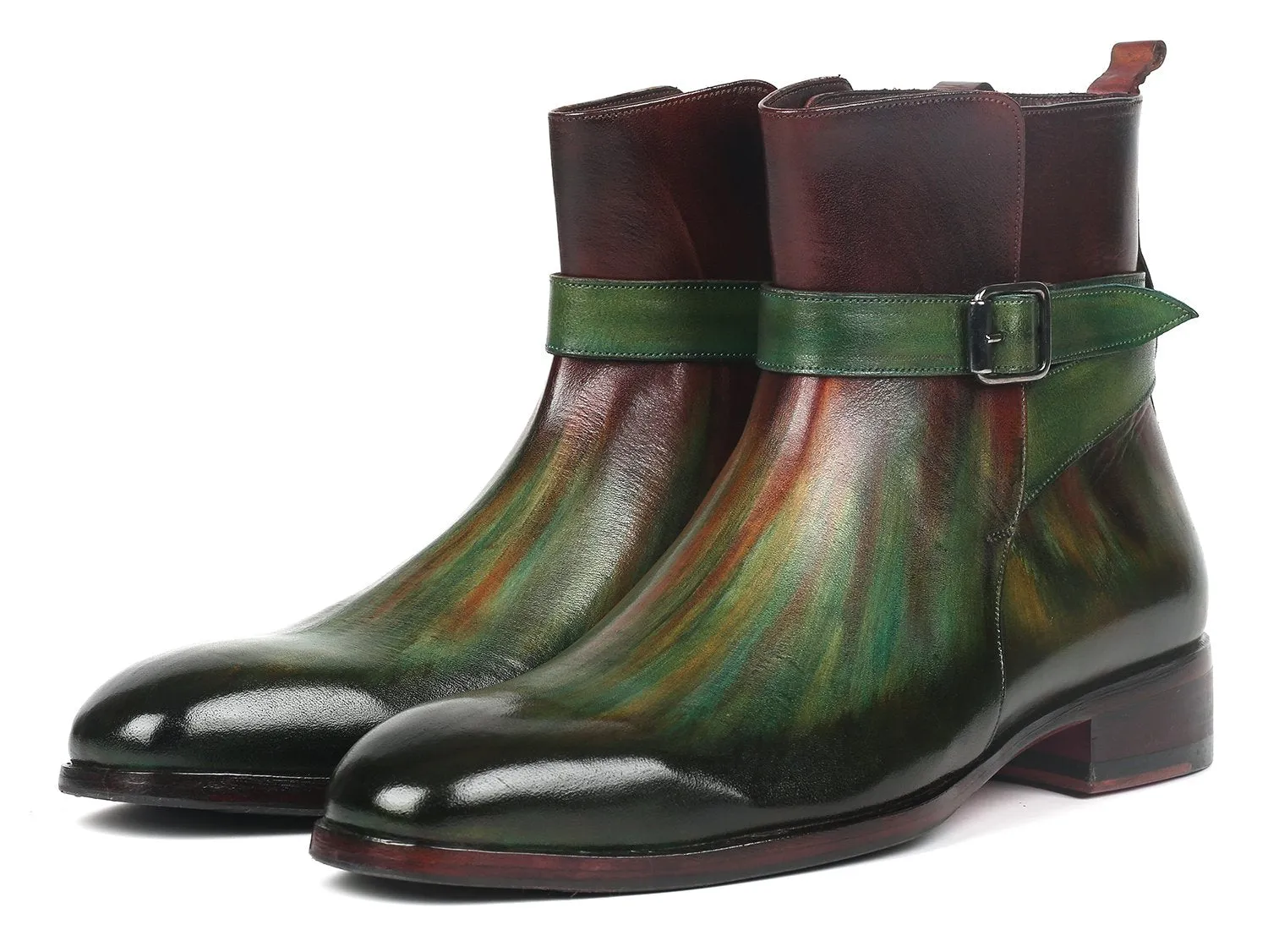 Paul Parkman Schuhe Paul Parkman Herren-Jodhpur-Stiefel in Grün & Bordeaux
