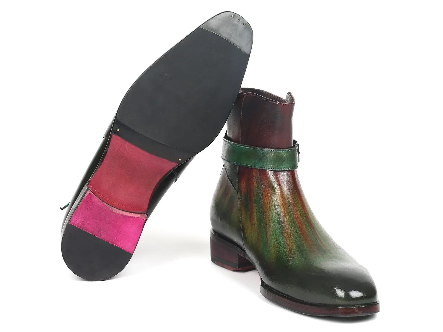 Paul Parkman Schuhe Paul Parkman Herren-Jodhpur-Stiefel in Grün & Bordeaux