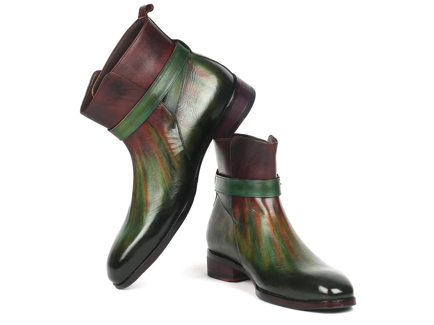 Paul Parkman Schuhe Paul Parkman Herren-Jodhpur-Stiefel in Grün & Bordeaux
