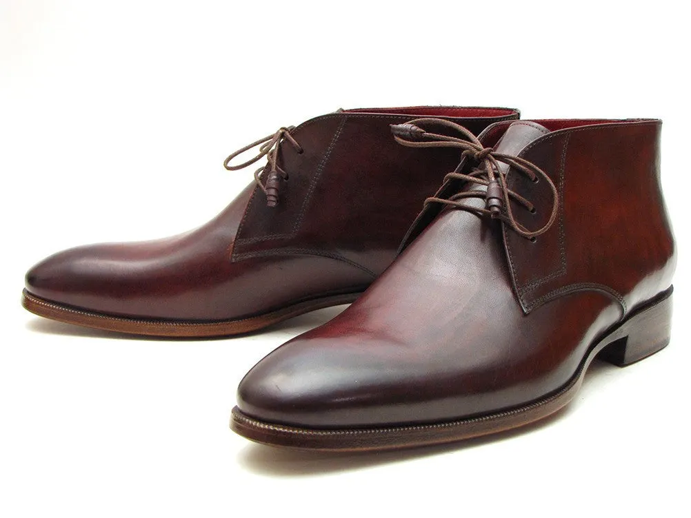 Paul Parkman Schuhe Paul Parkman Herren-Leder-Chukka-Stiefel in Braun & Bordeaux