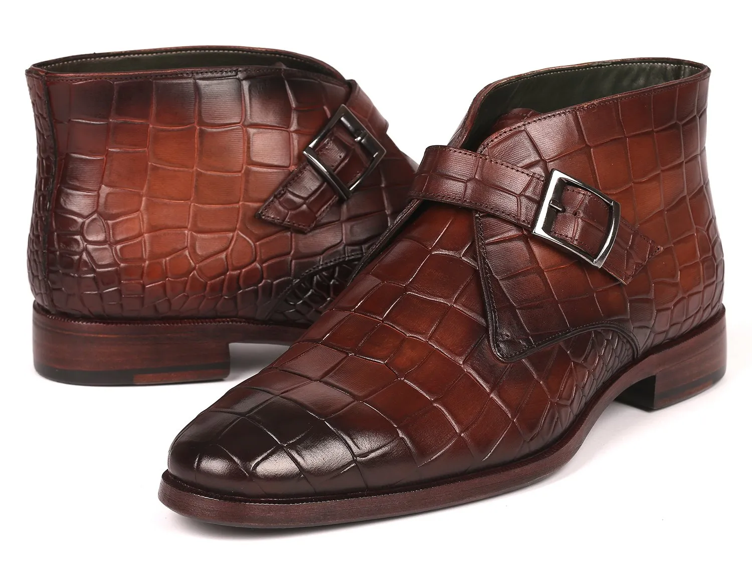 Paul Parkman Schuhe Paul Parkman Herren Einfache Mönchsriemen Knöchelstiefel in Braun