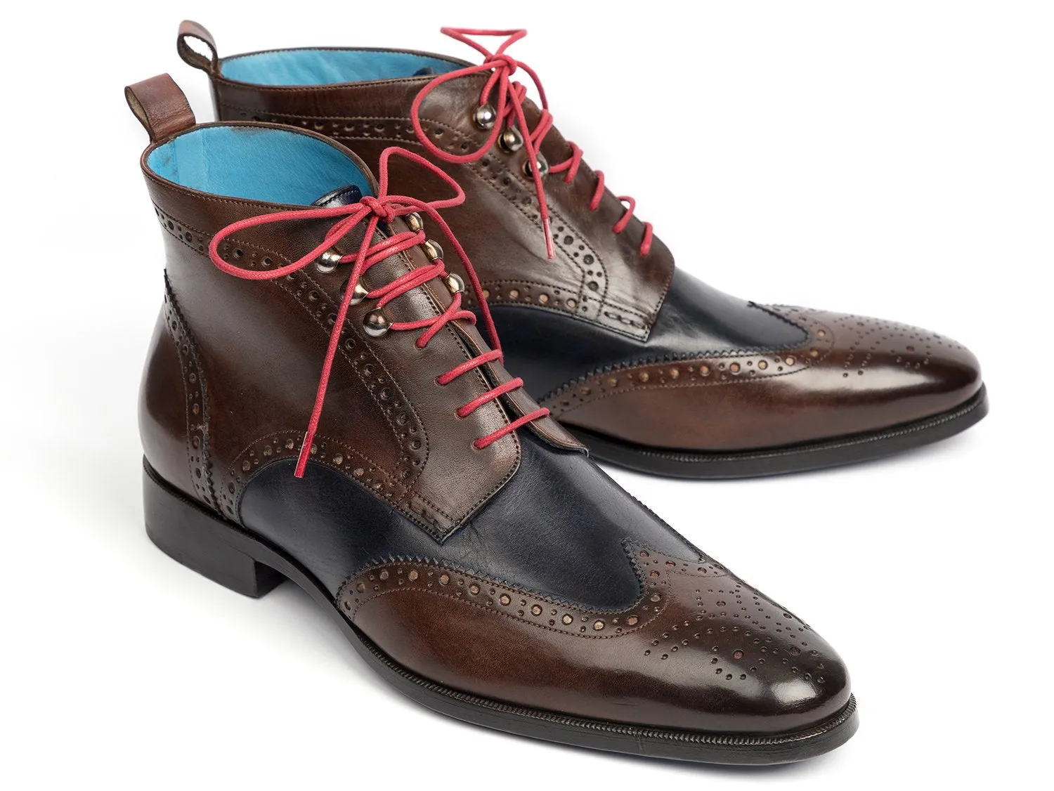 Paul Parkman Schuhe Paul Parkman Herren Wingtip Knöchelstiefel in Braun & Blau