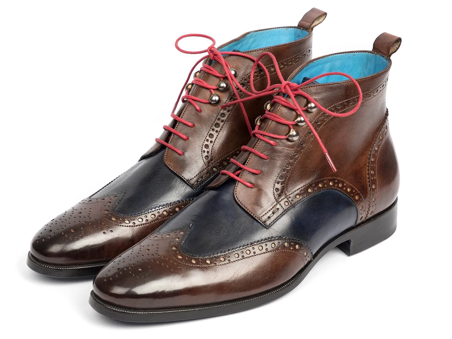 Paul Parkman Schuhe Paul Parkman Herren Wingtip Knöchelstiefel in Braun & Blau