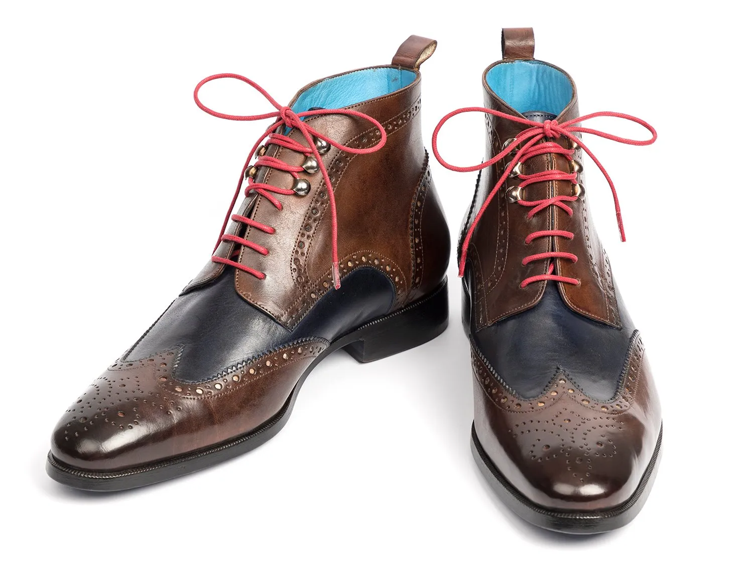 Paul Parkman Schuhe Paul Parkman Herren Wingtip Knöchelstiefel in Braun & Blau