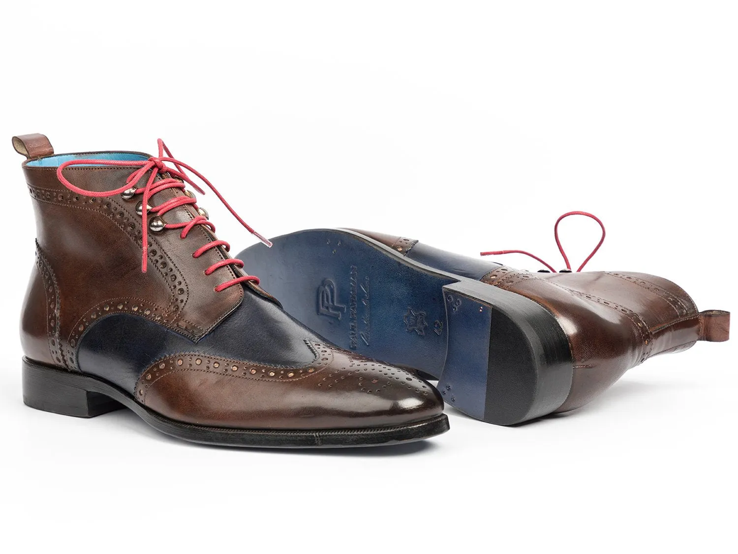 Paul Parkman Schuhe Paul Parkman Herren Wingtip Knöchelstiefel in Braun & Blau