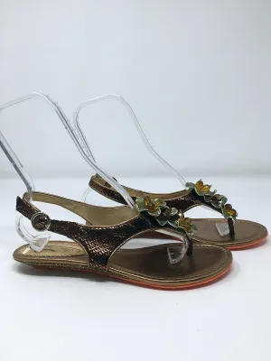 Poetic Licence Größe 9,5 Bronze & Salbeigrüne Schlangenprägung Sandalen