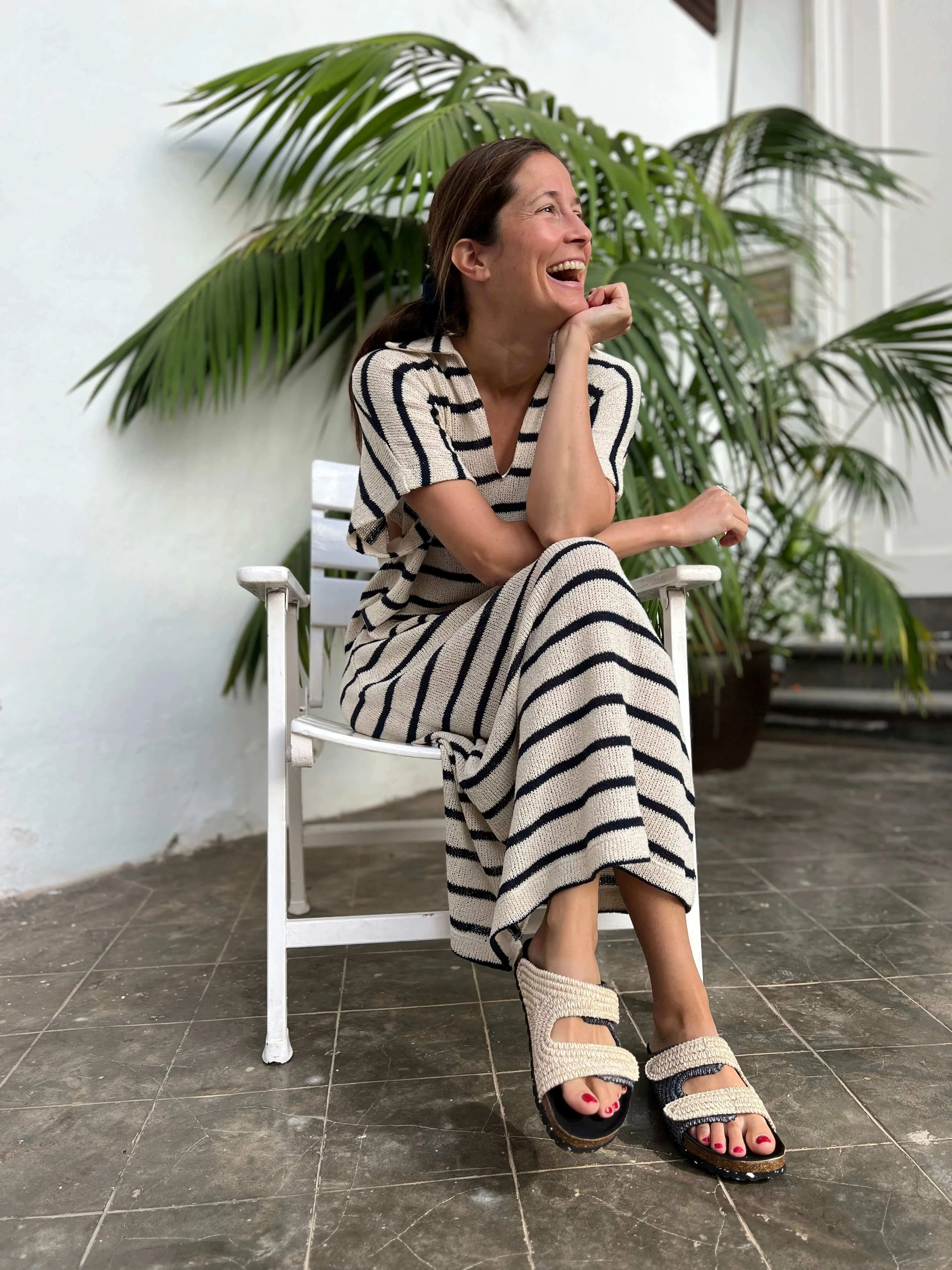 Pollenca Vegan Rafia Sandalen | Natur & Schwarz