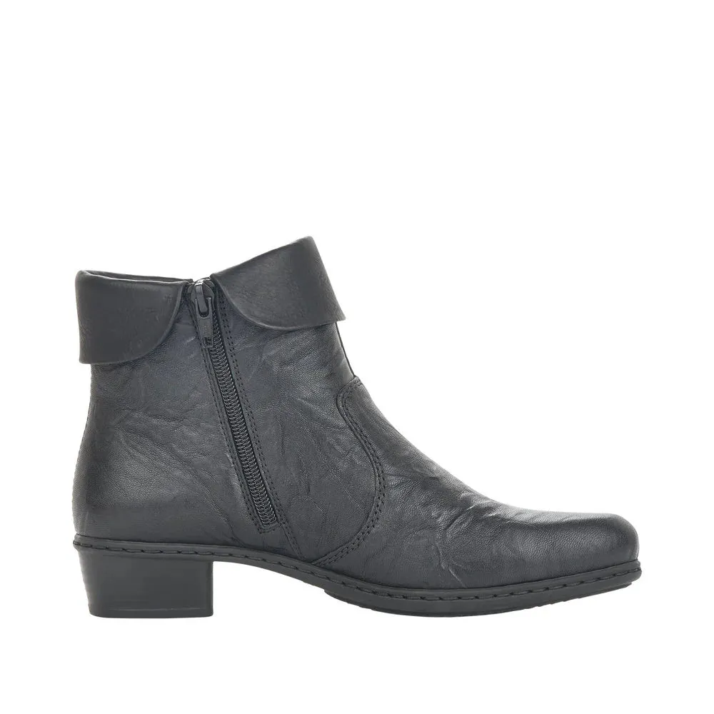 Rieker Schuhe Y07A8-01 Knöchelstiefeletten mit seitlichem Reißverschluss Schwarz
