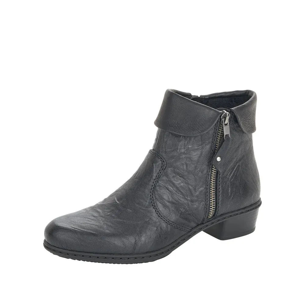Rieker Schuhe Y07A8-01 Knöchelstiefeletten mit seitlichem Reißverschluss Schwarz