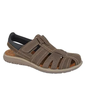 Roamers Herren Leder Sandalen mit Schnallenverschluss in Sand Roamers Schuhe