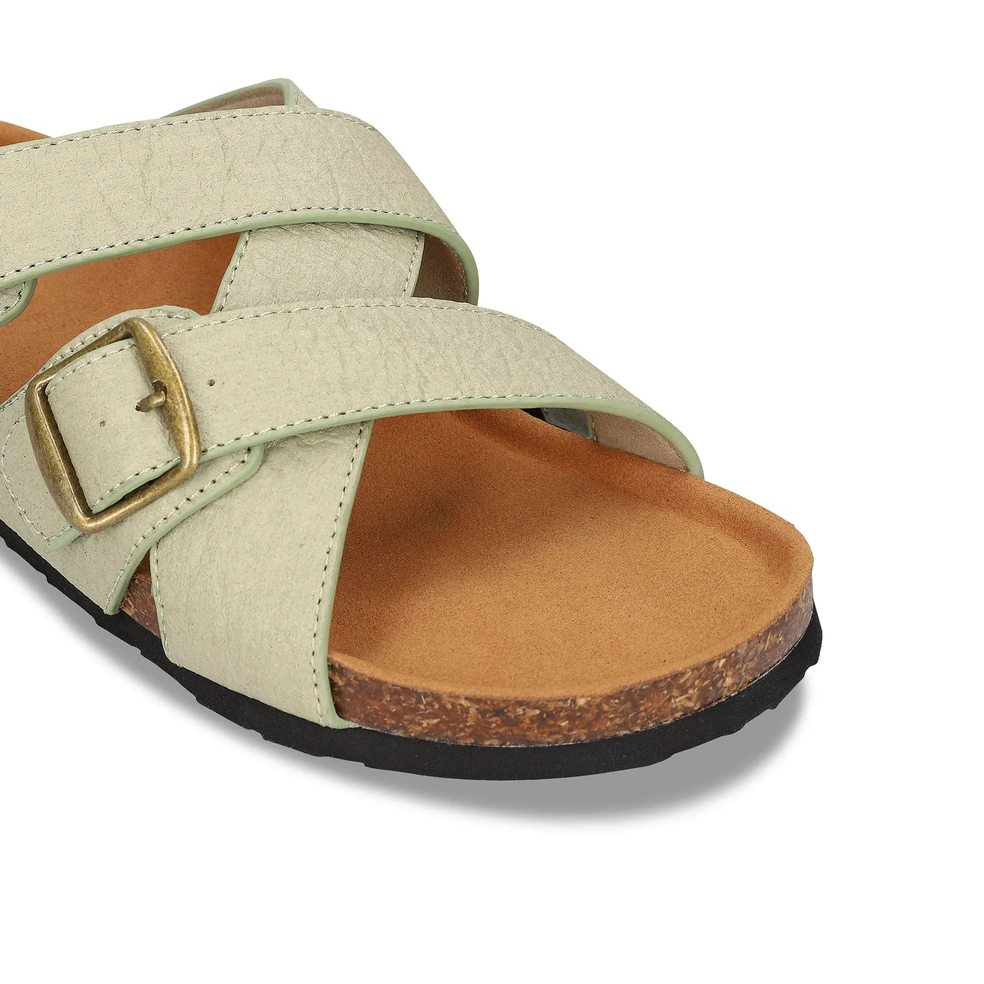 Samet Unisex Piñatex Vegane Ledersandalen | Grün