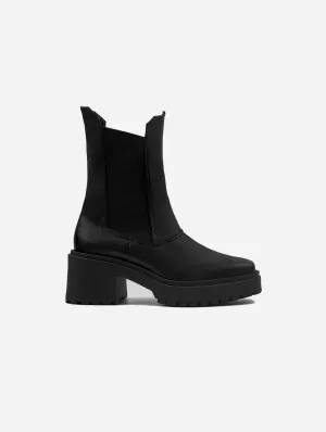 Quadratische Chelsea-Stiefel aus veganem Traubenleder | Schwarz