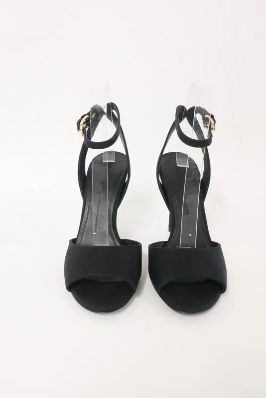 Stella Luna Sandalen Schwarz Crêpe Größe 36 mit Knöchelriemen und Absatz