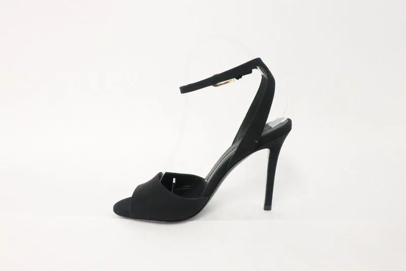 Stella Luna Sandalen Schwarz Crêpe Größe 36 mit Knöchelriemen und Absatz