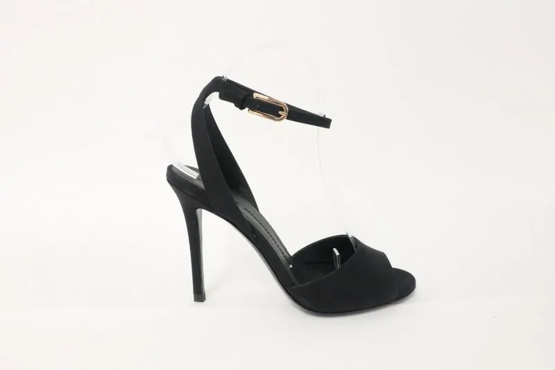 Stella Luna Sandalen Schwarz Crêpe Größe 36 mit Knöchelriemen und Absatz