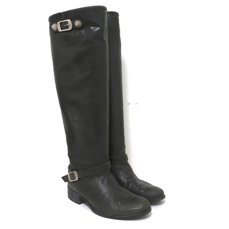 Via Roma 15 Knöchelhohe Stiefel mit Riemenverschluss in Anthrazit Leder Größe 37