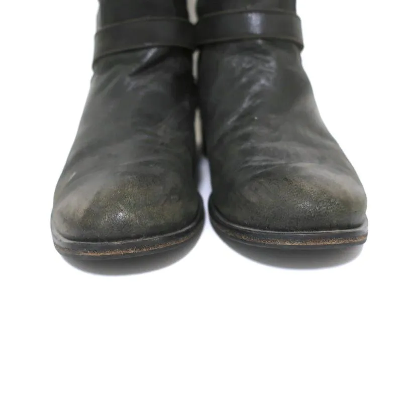 Via Roma 15 Knöchelhohe Stiefel mit Riemenverschluss in Anthrazit Leder Größe 37