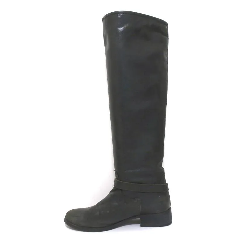 Via Roma 15 Knöchelhohe Stiefel mit Riemenverschluss in Anthrazit Leder Größe 37