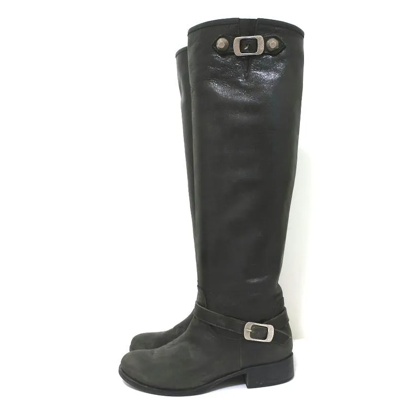 Via Roma 15 Knöchelhohe Stiefel mit Riemenverschluss in Anthrazit Leder Größe 37