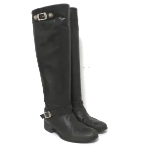 Via Roma 15 Knöchelhohe Stiefel mit Riemenverschluss in Anthrazit Leder Größe 37
