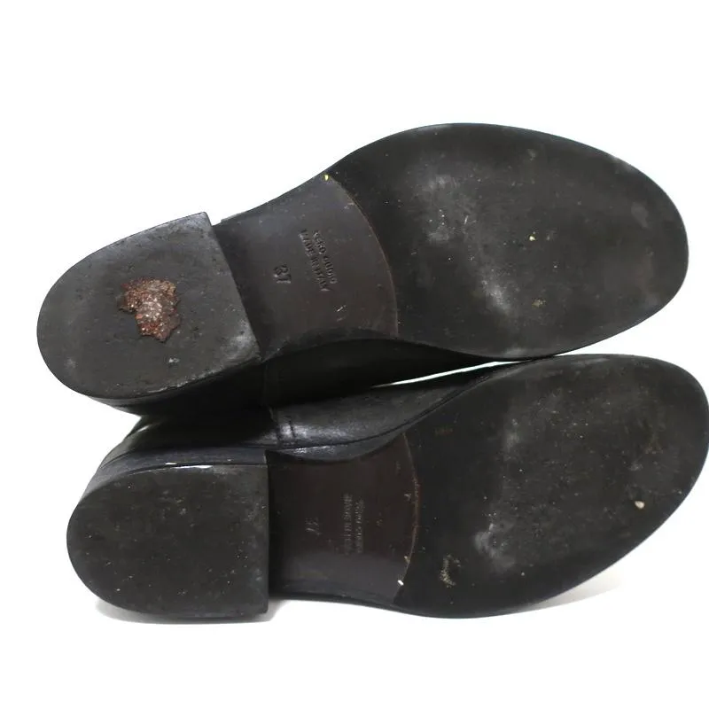 Via Roma 15 Knöchelhohe Stiefel mit Riemenverschluss in Anthrazit Leder Größe 37