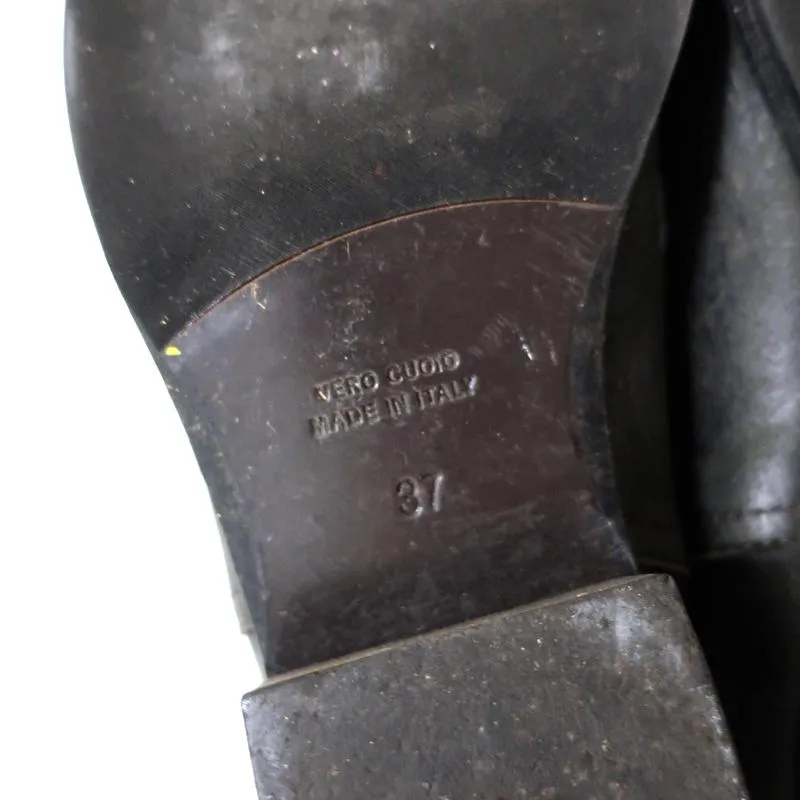 Via Roma 15 Knöchelhohe Stiefel mit Riemenverschluss in Anthrazit Leder Größe 37