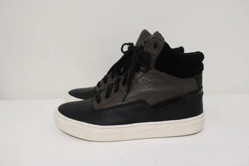Vince High Top Sneakers Newman Braun Leder & Schwarz Wildleder Größe 7