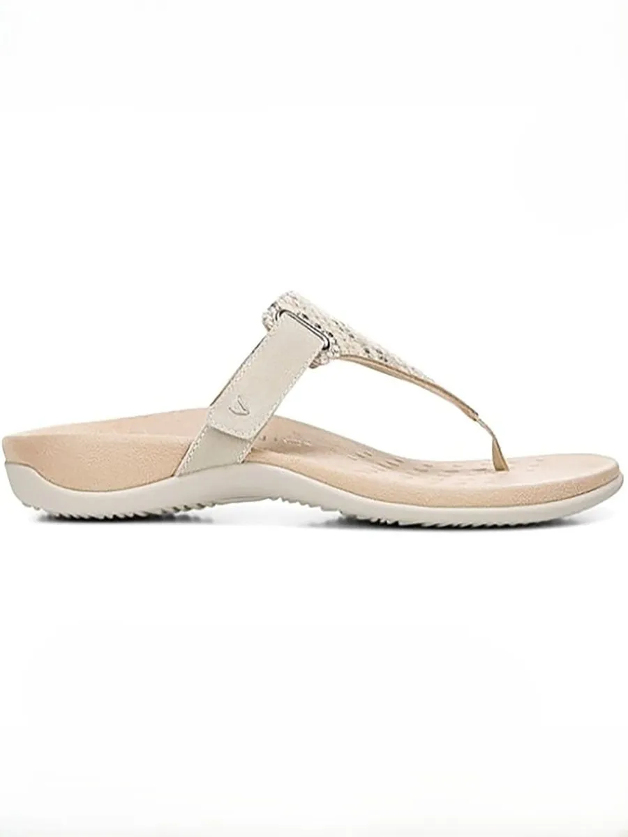 Vionic Größe 12 Sandalen in Creme & Taupe mit Schlangenhautmuster