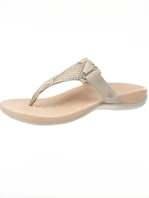 Vionic Größe 12 Sandalen in Creme & Taupe mit Schlangenhautmuster