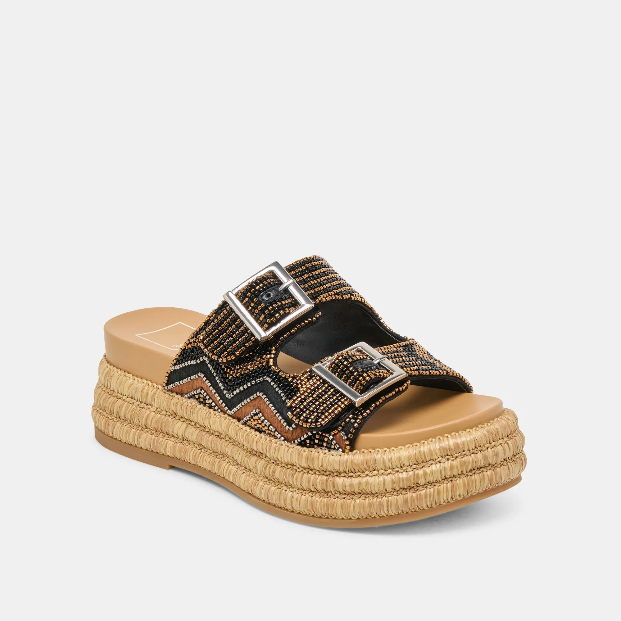 WIXIE SANDALEN SCHWARZ MULTI PERLEN